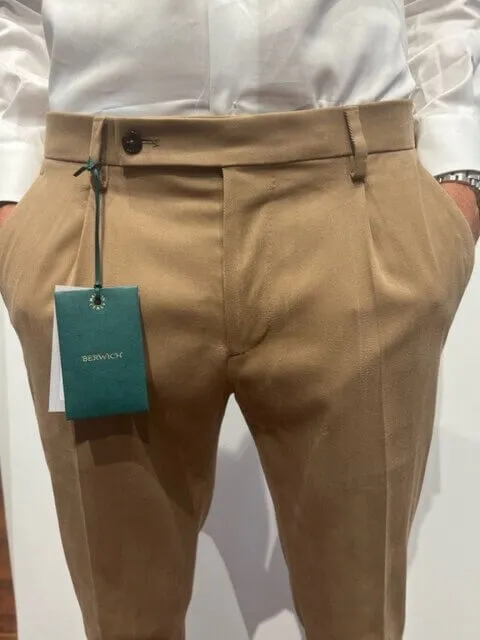 -Pantalone italiano BERWICH mod. Morello 1 pence Brown-beige