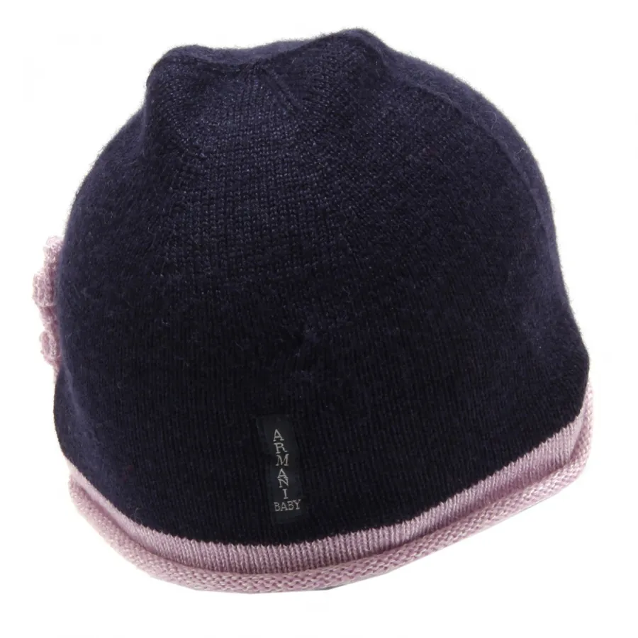 3738T cuffia bimba ARMANI BABY misto lana blu/lilla cappello hat wool baby