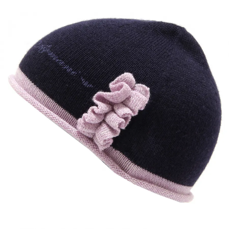 3738T cuffia bimba ARMANI BABY misto lana blu/lilla cappello hat wool baby