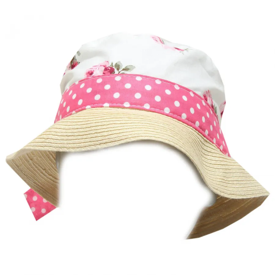 6222G cappello bimba bianco rosa SIMONETTA mini cotone paglia hat kids