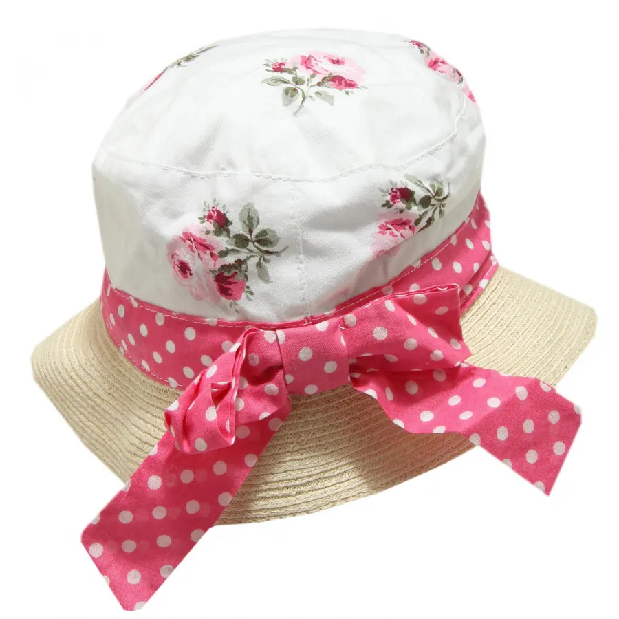 6222G cappello bimba bianco rosa SIMONETTA mini cotone paglia hat kids