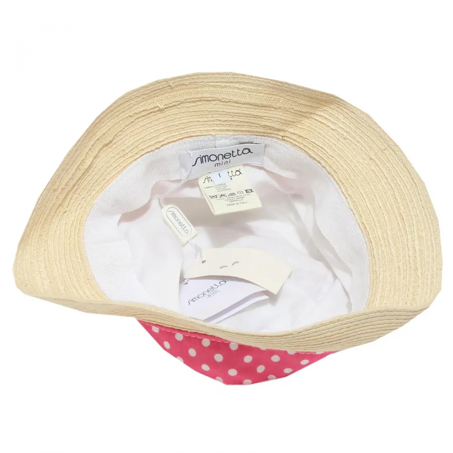 6222G cappello bimba bianco rosa SIMONETTA mini cotone paglia hat kids