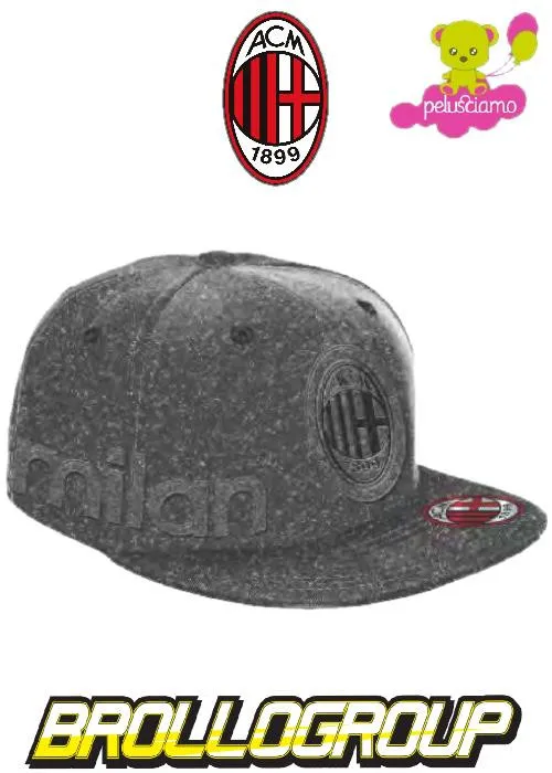 Accessori Abbigliamento Ac Milan, gadget tifosi Cappello Snapback Feltro *18821 Baseball