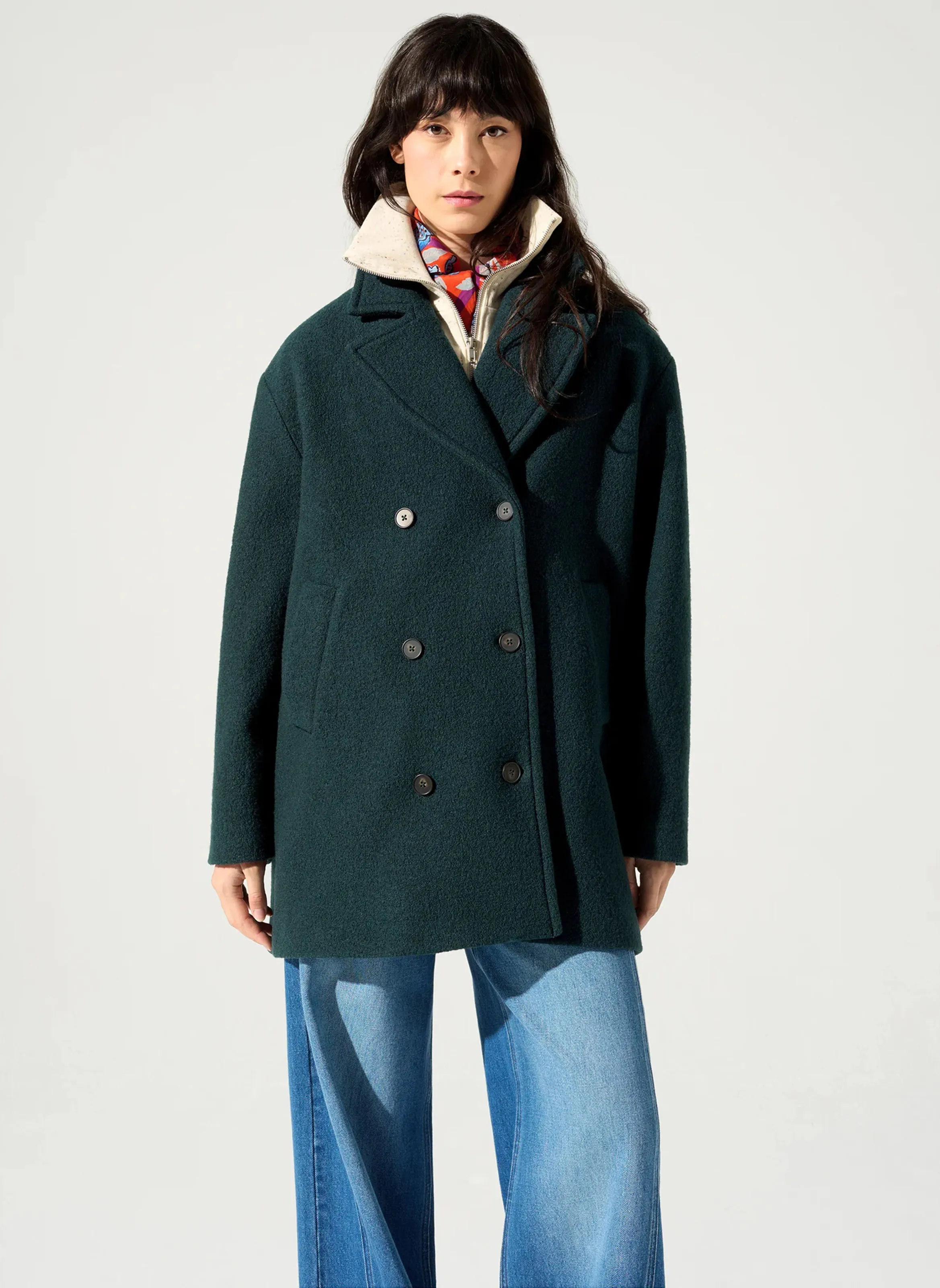  ACOTE   IZMA - Cappotto caban in lana | Blu