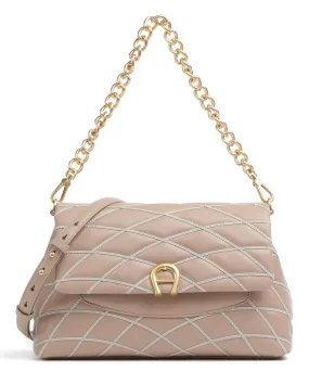  Aigner Maggie M Borsa a spalla pelle a grana fine taupe  