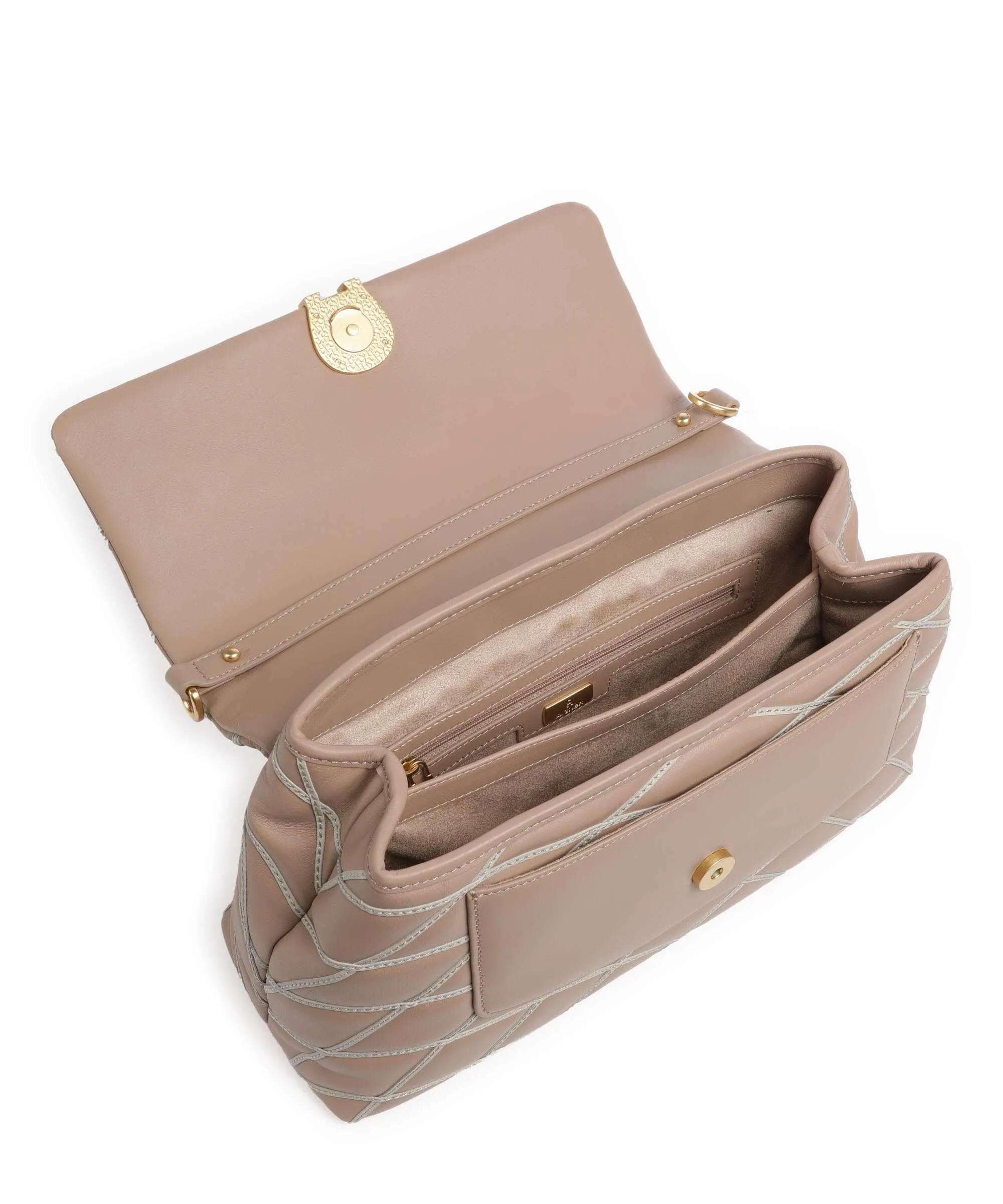  Aigner Maggie M Borsa a spalla pelle a grana fine taupe  