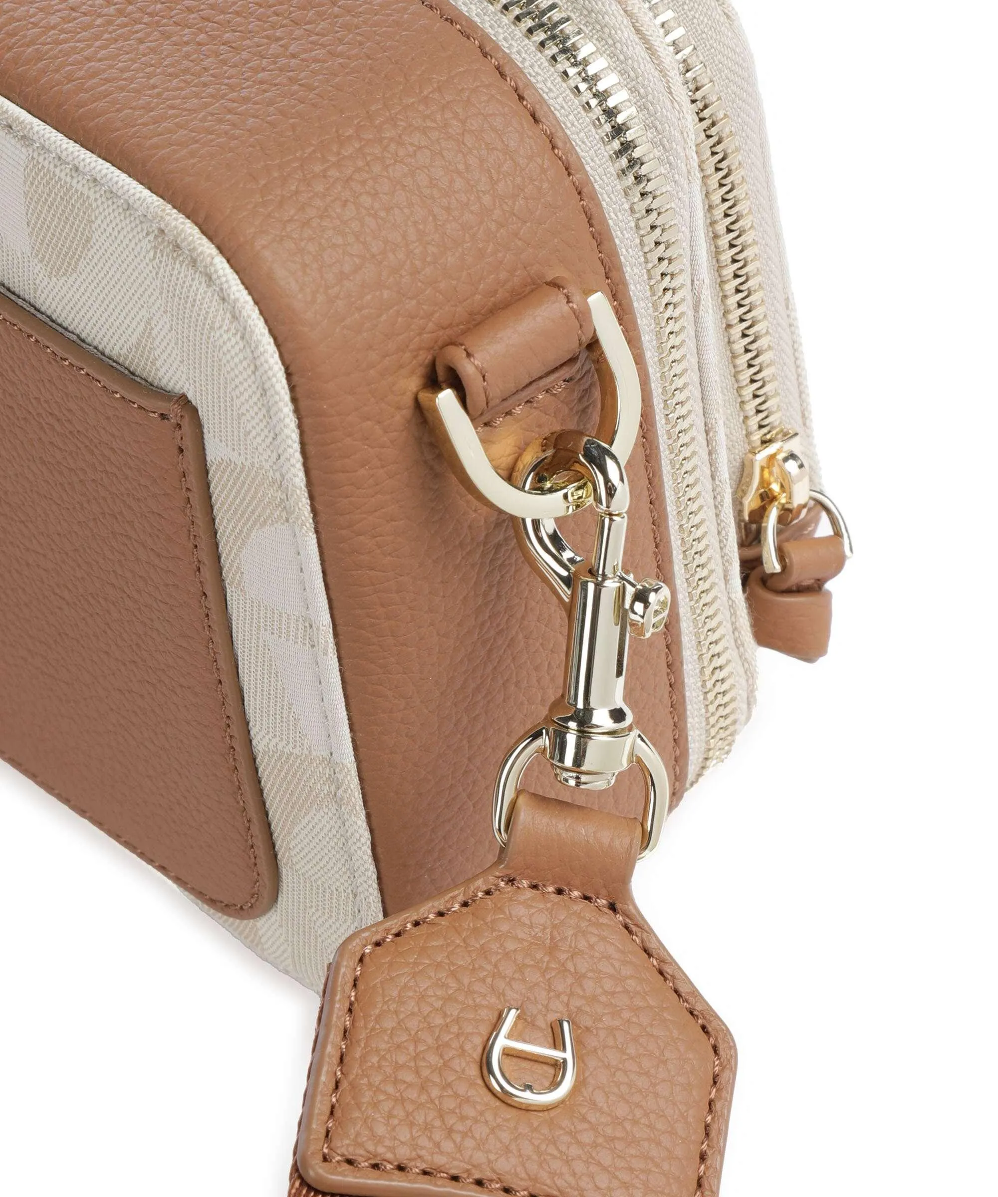  Aigner Zita S Borsa a tracolla pelle di vacchetta grana, tissu beige/marrone  