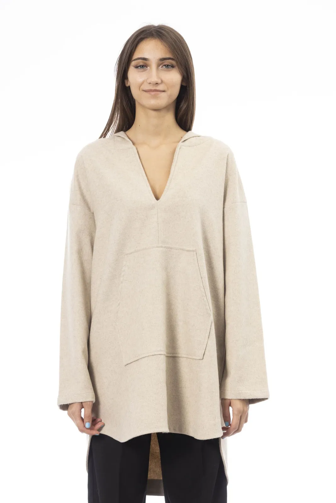 Alpha Studio maglione felpa beige lunga   