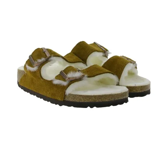 BIRKENSTOCK Arizona zoccoli da donna con fodera in pelliccia Made in Germany larghezza stretta 1001135 marrone