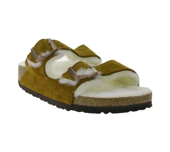 BIRKENSTOCK Arizona zoccoli da donna con fodera in pelliccia Made in Germany larghezza stretta 1001135 marrone