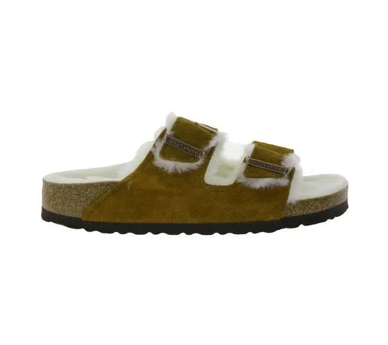 BIRKENSTOCK Arizona zoccoli da donna con fodera in pelliccia Made in Germany larghezza stretta 1001135 marrone