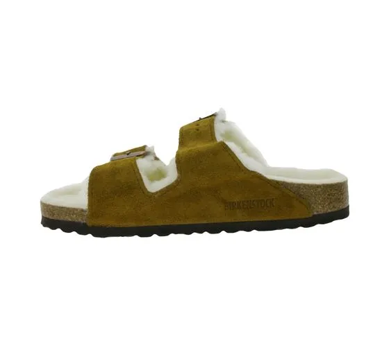 BIRKENSTOCK Arizona zoccoli da donna con fodera in pelliccia Made in Germany larghezza stretta 1001135 marrone