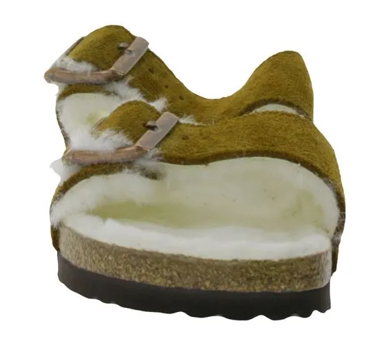 BIRKENSTOCK Arizona zoccoli da donna con fodera in pelliccia Made in Germany larghezza stretta 1001135 marrone