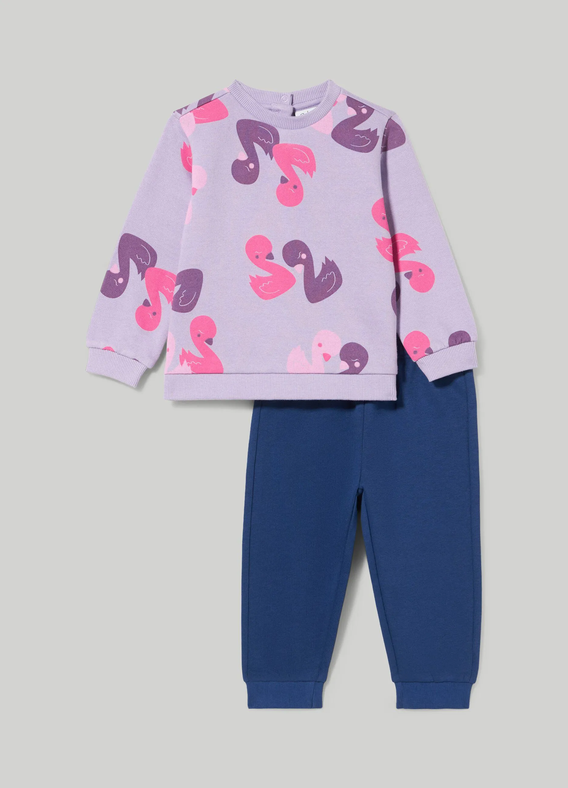 BLUKIDS  Jogging set in felpa di cotone neonata