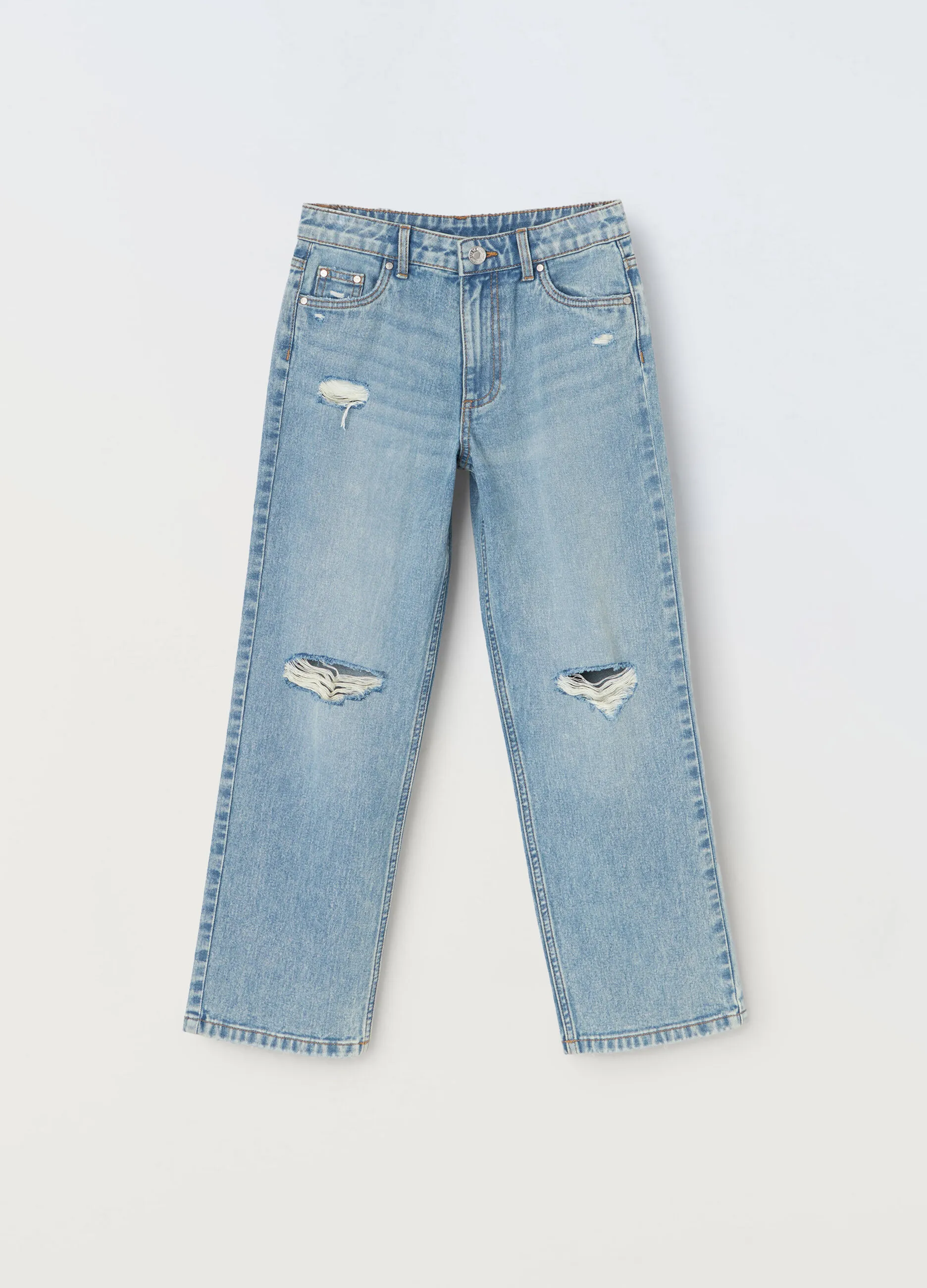 BLUKIDS  Pantaloni ripped in denim di puro cotone ragazza