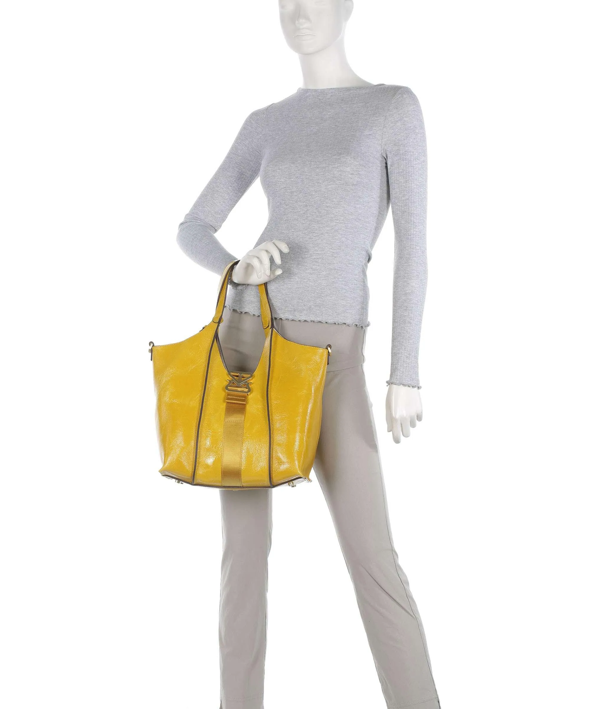  Bogner Zuoz Lottie Borsa shopper pelle di vacchetta grana giallo  