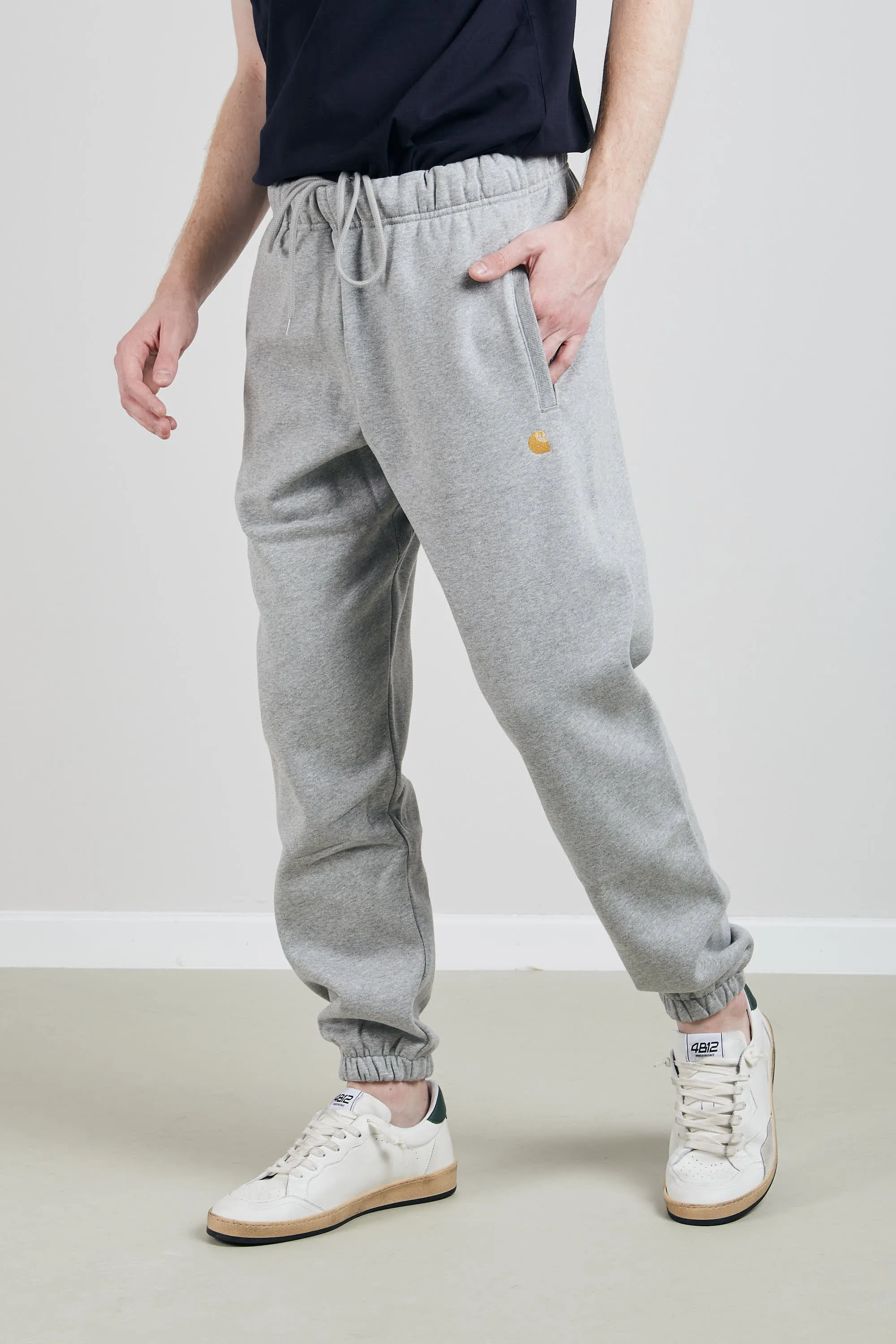 Carhartt Wip Pantalone Felpa Basico Grigio Uomo