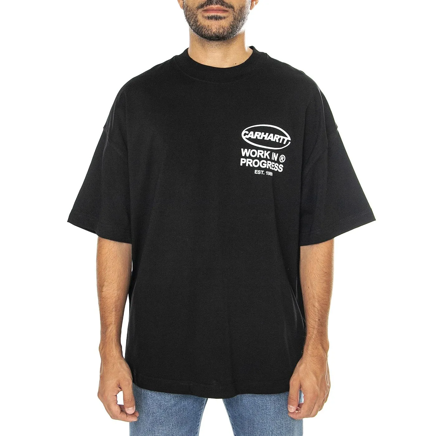 CARHARTT WIP S/S Body Of Work T-Shirt Black / White - Maglietta Girocollo Uomo Nera    