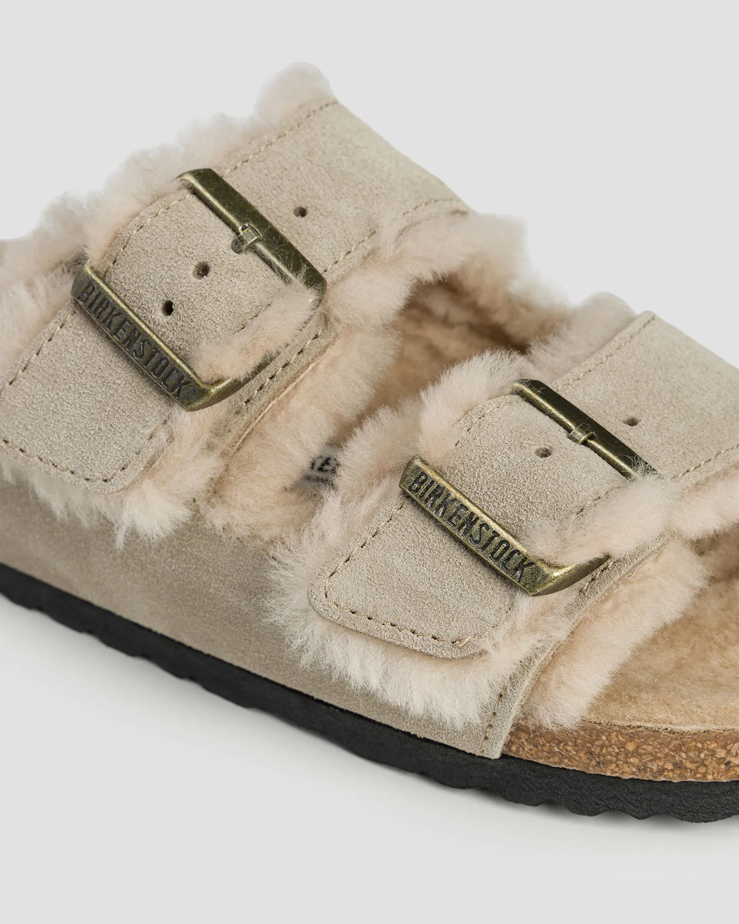 Ciabatte beige in pelliccia da donna Birkenstock Arizona Shearling Narrow 1028293-beige