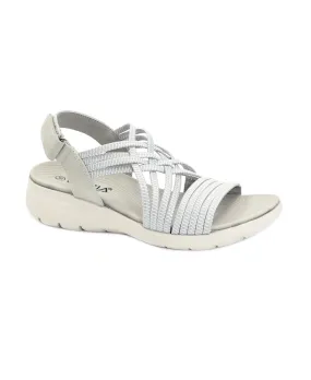 CINZIA SOFT MCA1028 grigio scarpe donna sandali strappo tessuto zeppa