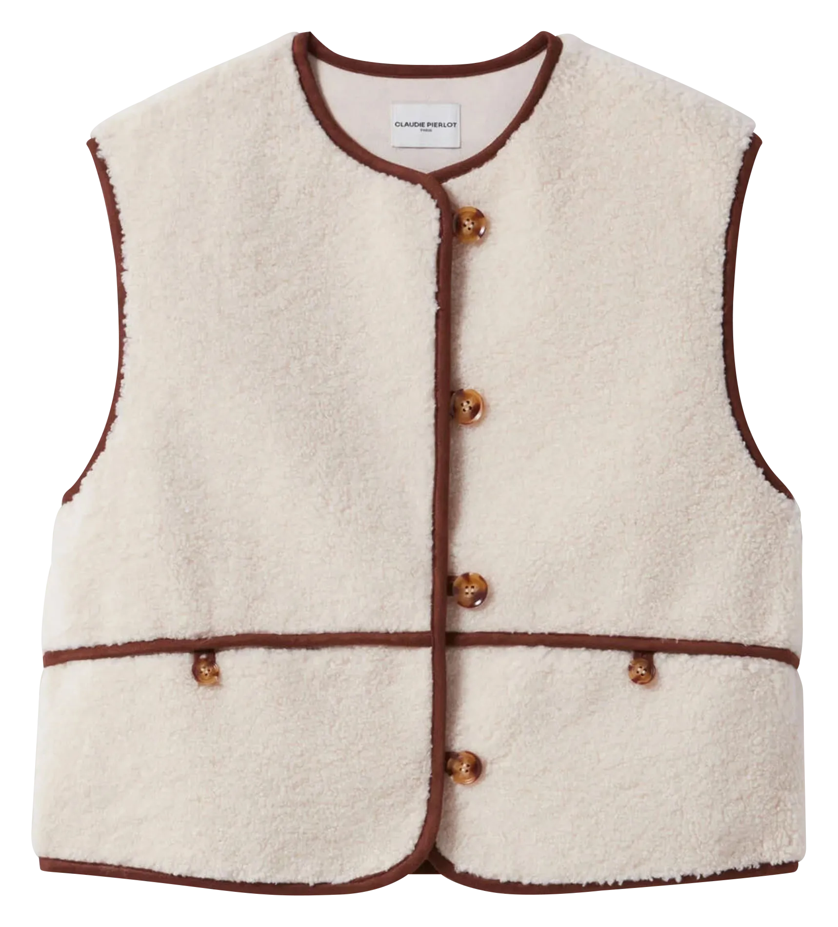  CLAUDIE PIERLOT   Gilet in ecopelliccia senza maniche | Beige