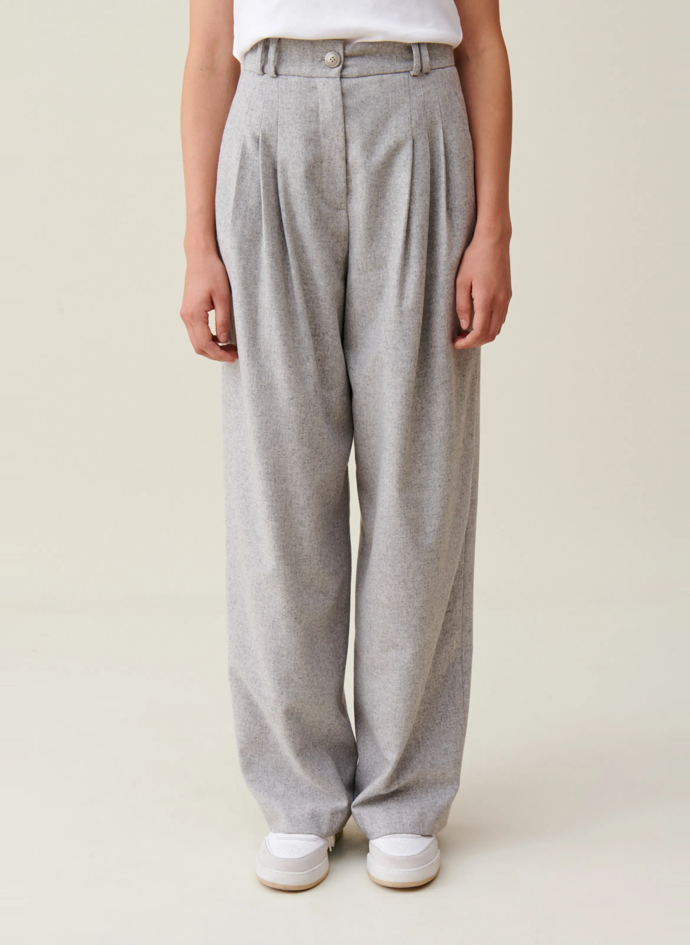  CLAUDIE PIERLOT   Pantalone largo in lana mélange Jess | Grigio