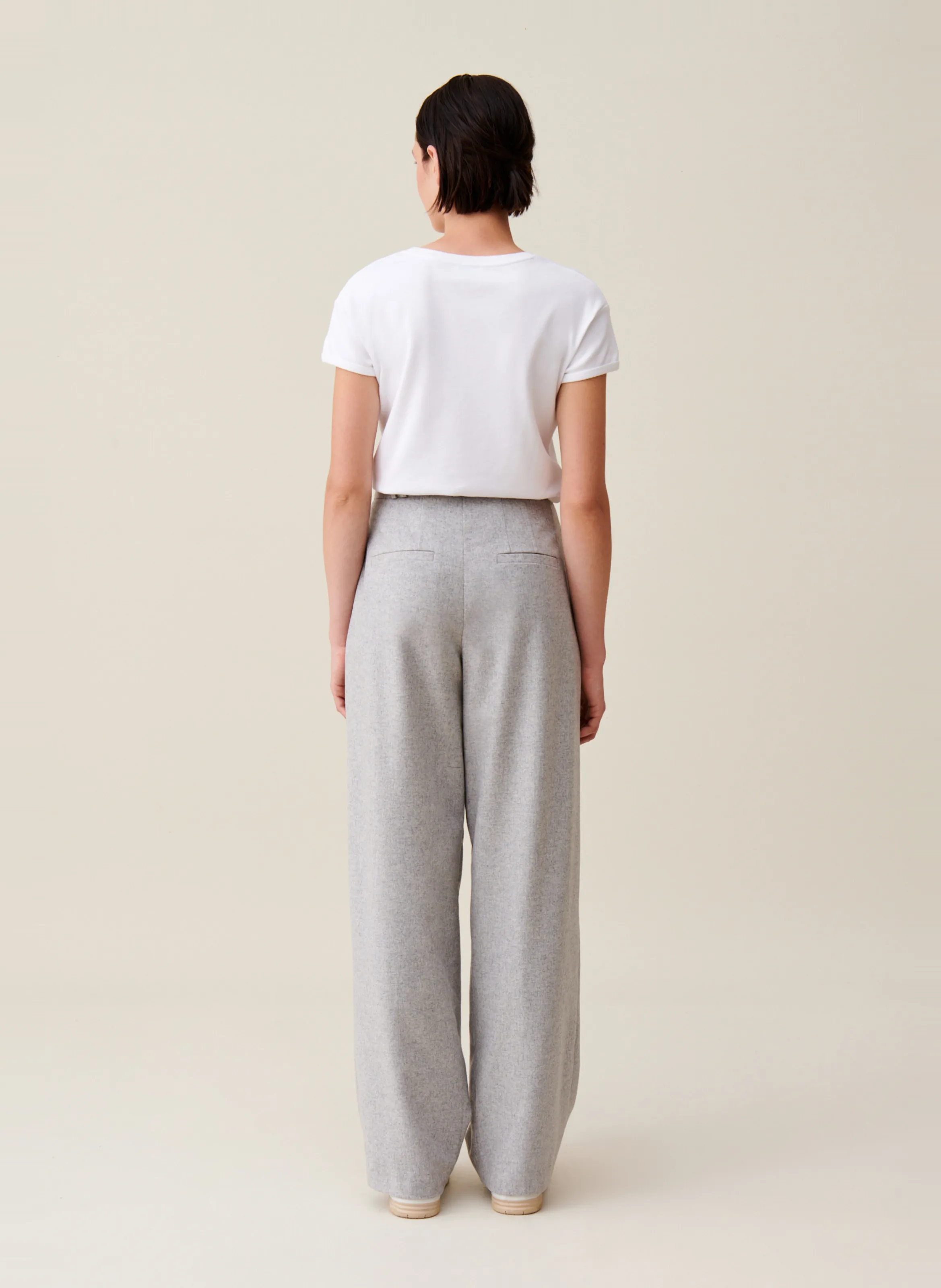  CLAUDIE PIERLOT   Pantalone largo in lana mélange Jess | Grigio