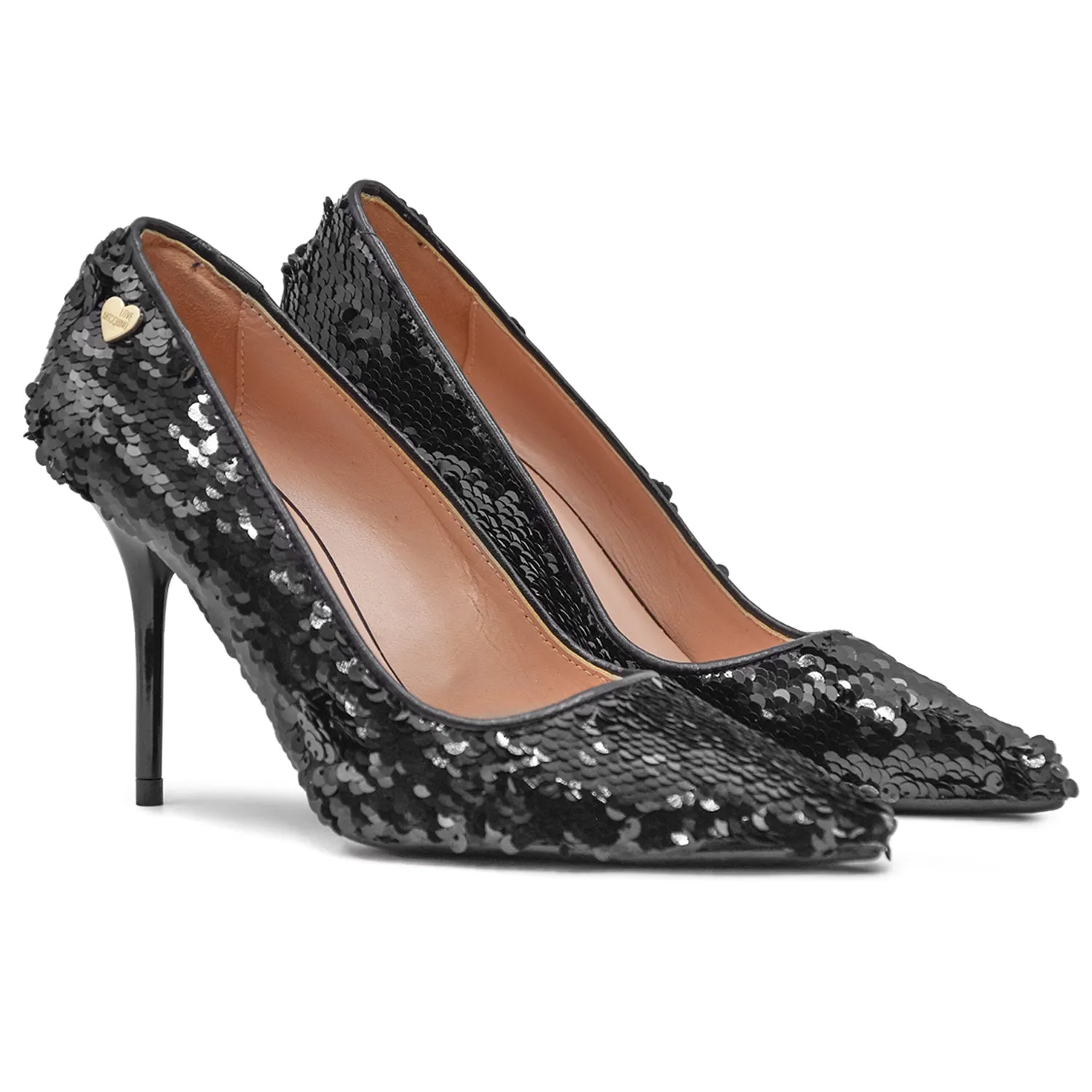 Décolleté Nero Love Moschino Donna Ricoperto Da Paillettes