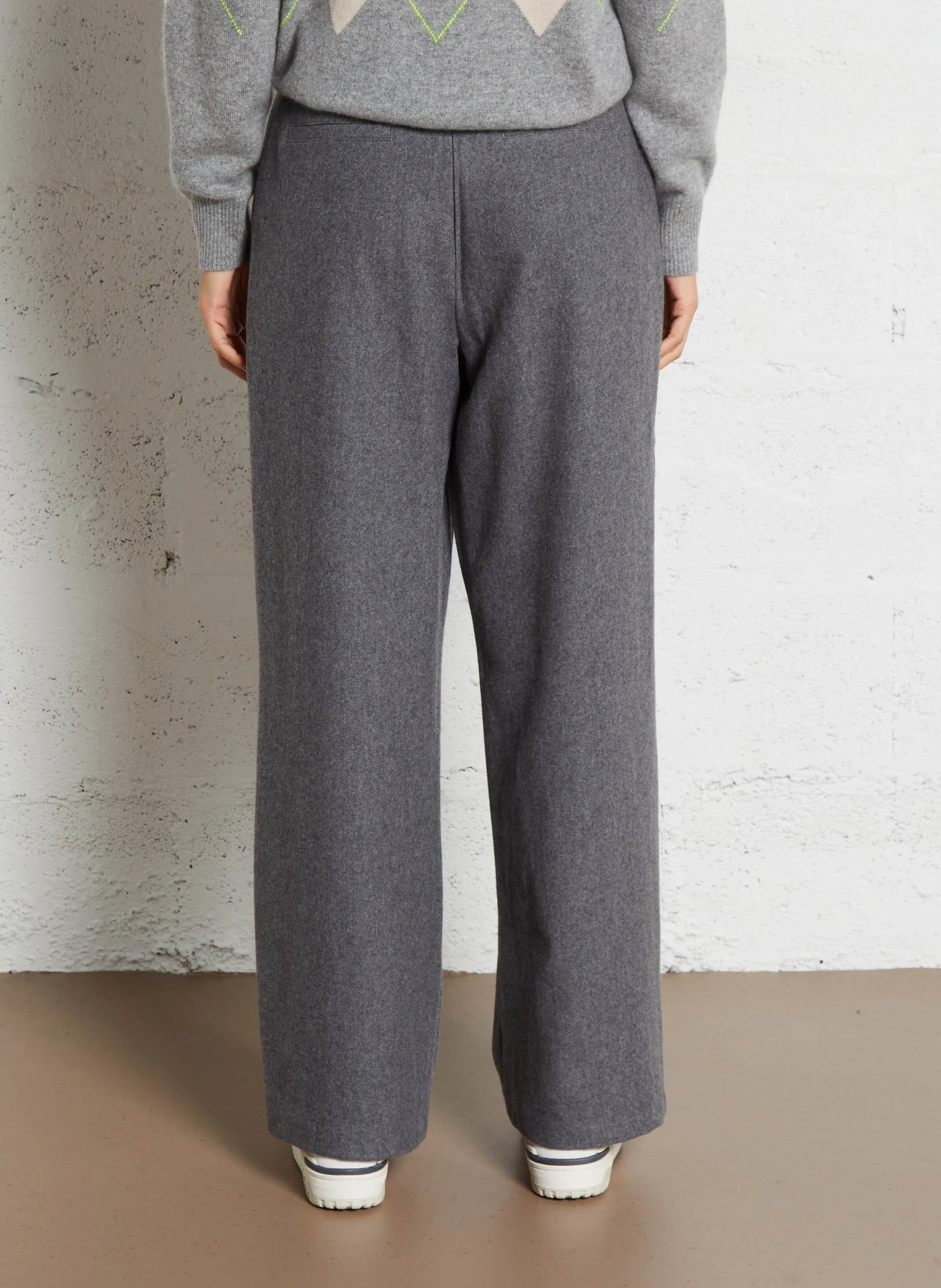  EKYOG   LAURENT - Pantalone largo in lana mélange Jess | Grigio