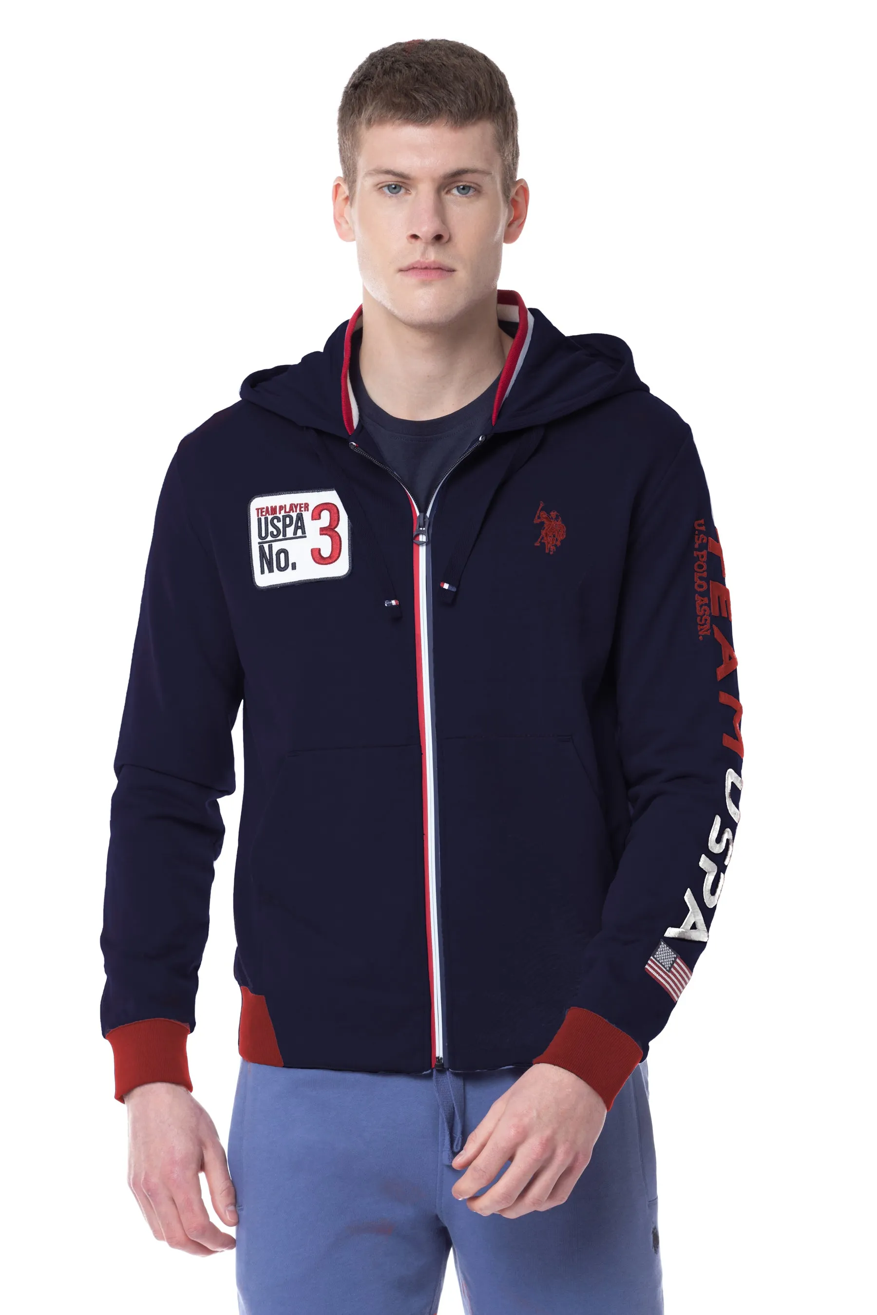 Felpa da uomo scritta laterale U.S. Polo Assn.