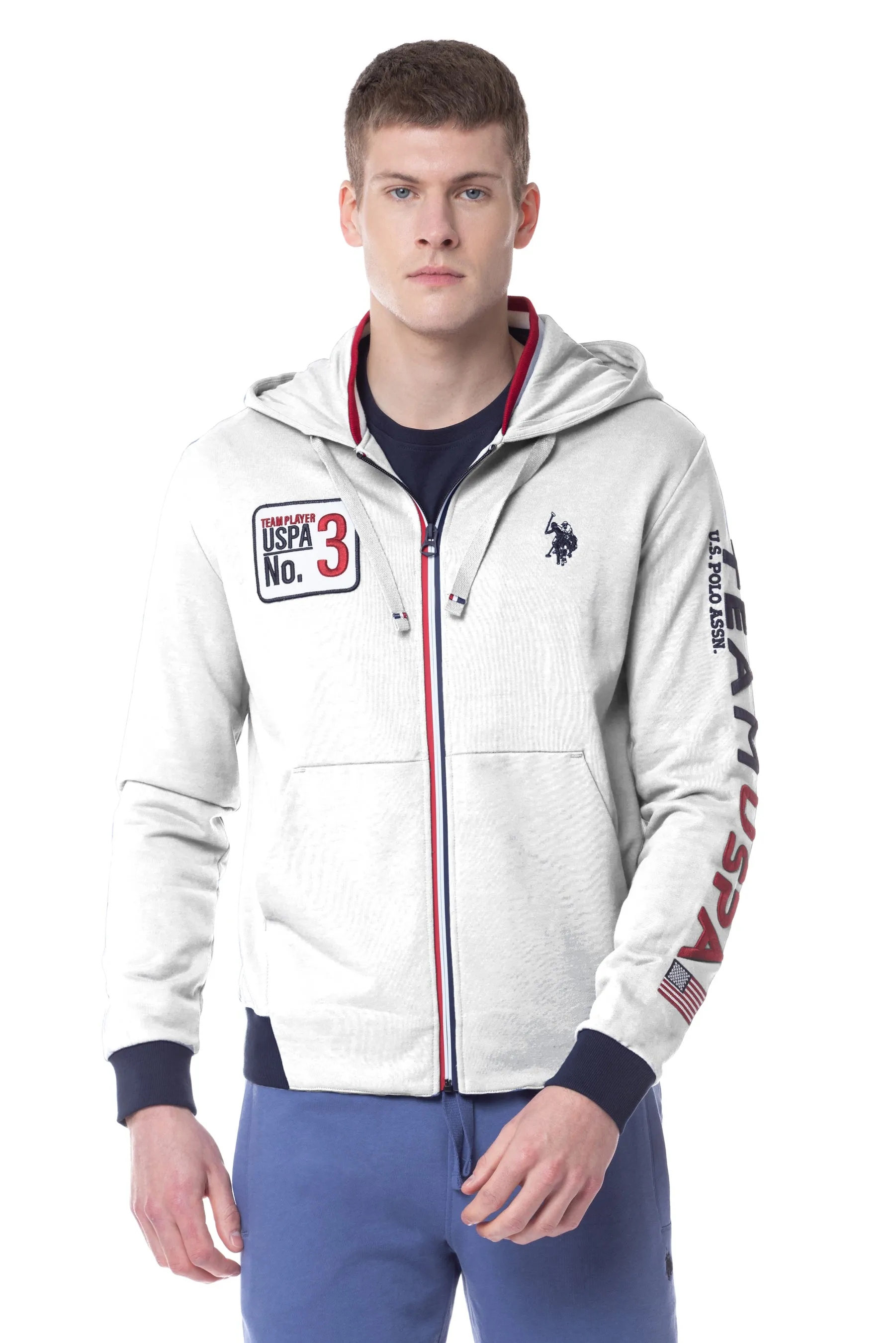 Felpa da uomo scritta laterale U.S. Polo Assn.