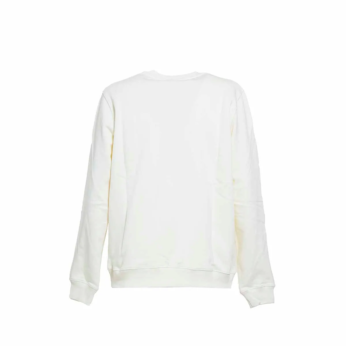 Felpa girocollo in cotone crema con stampa logo MSGM