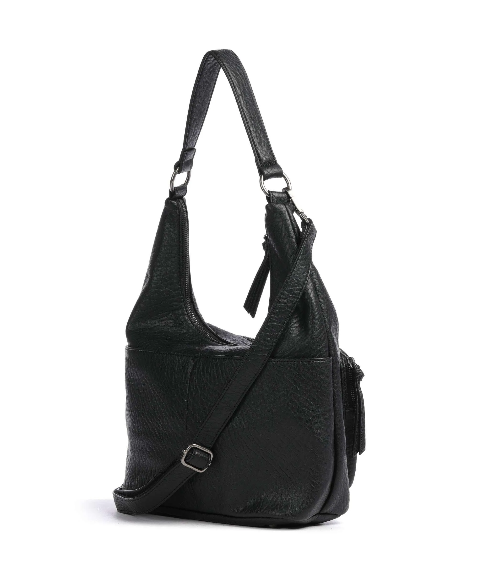  FredsBruder Lunar Borsa hobo pelle granulata nero  