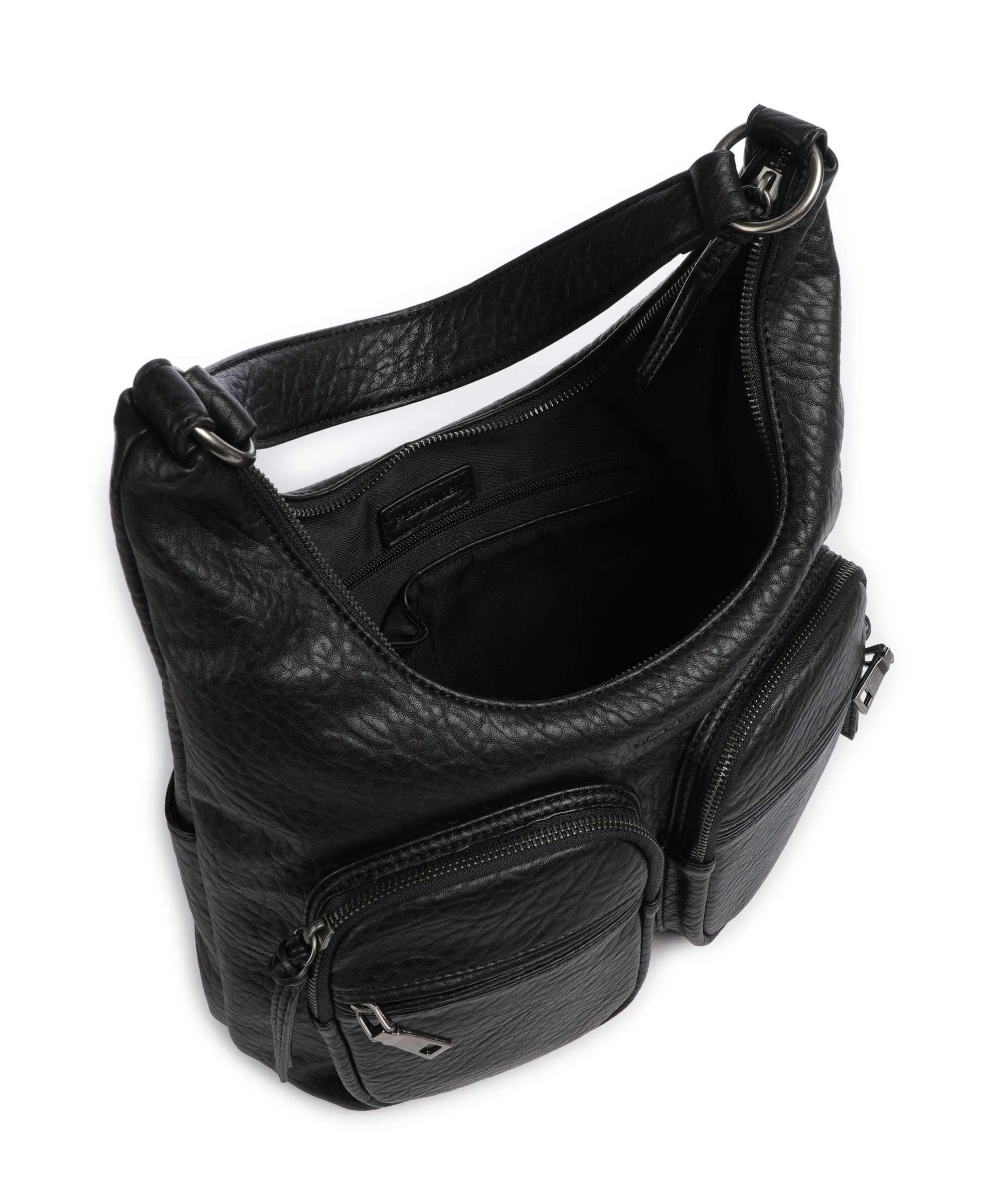  FredsBruder Lunar Borsa hobo pelle granulata nero  