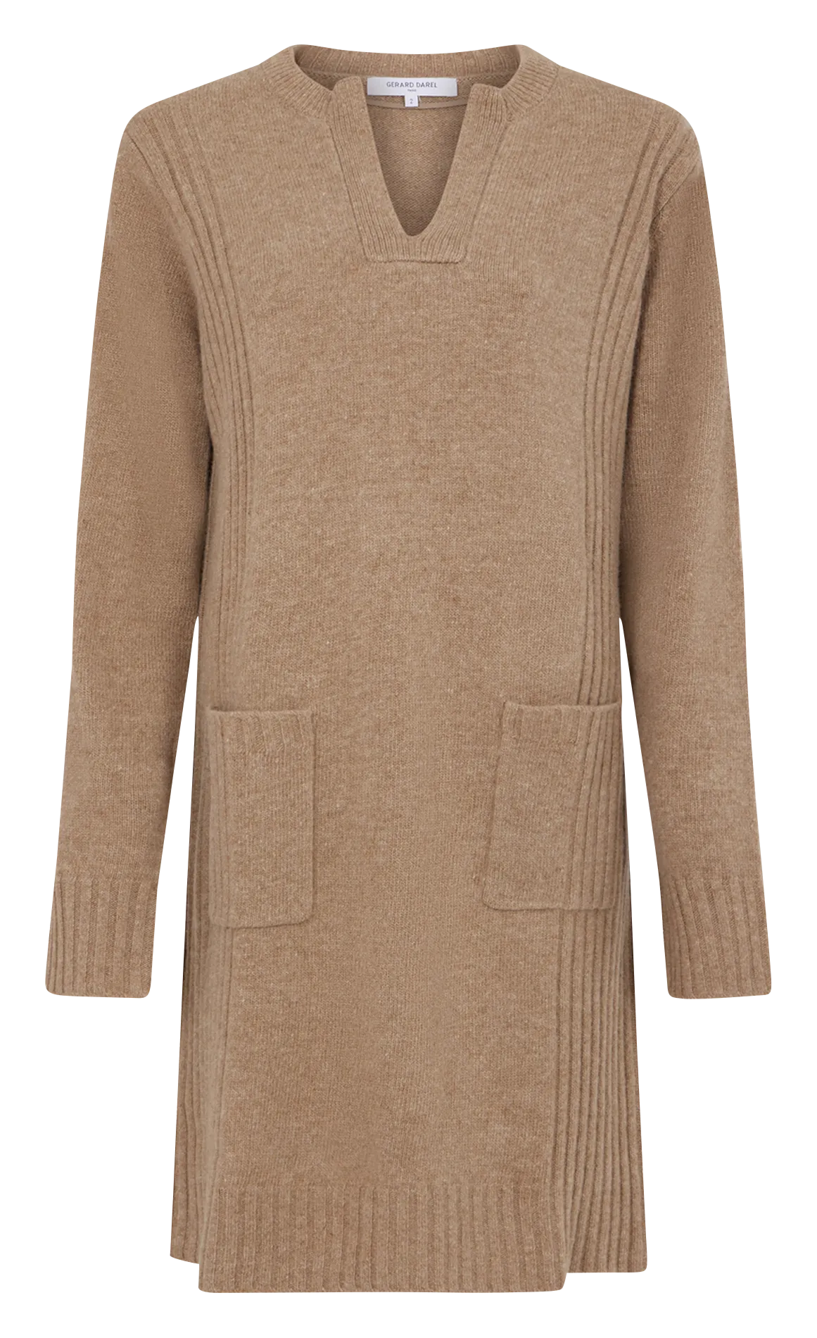  GERARD DAREL   SOFIA - Abito diritto con collo alla tunisina in misto lana | Beige