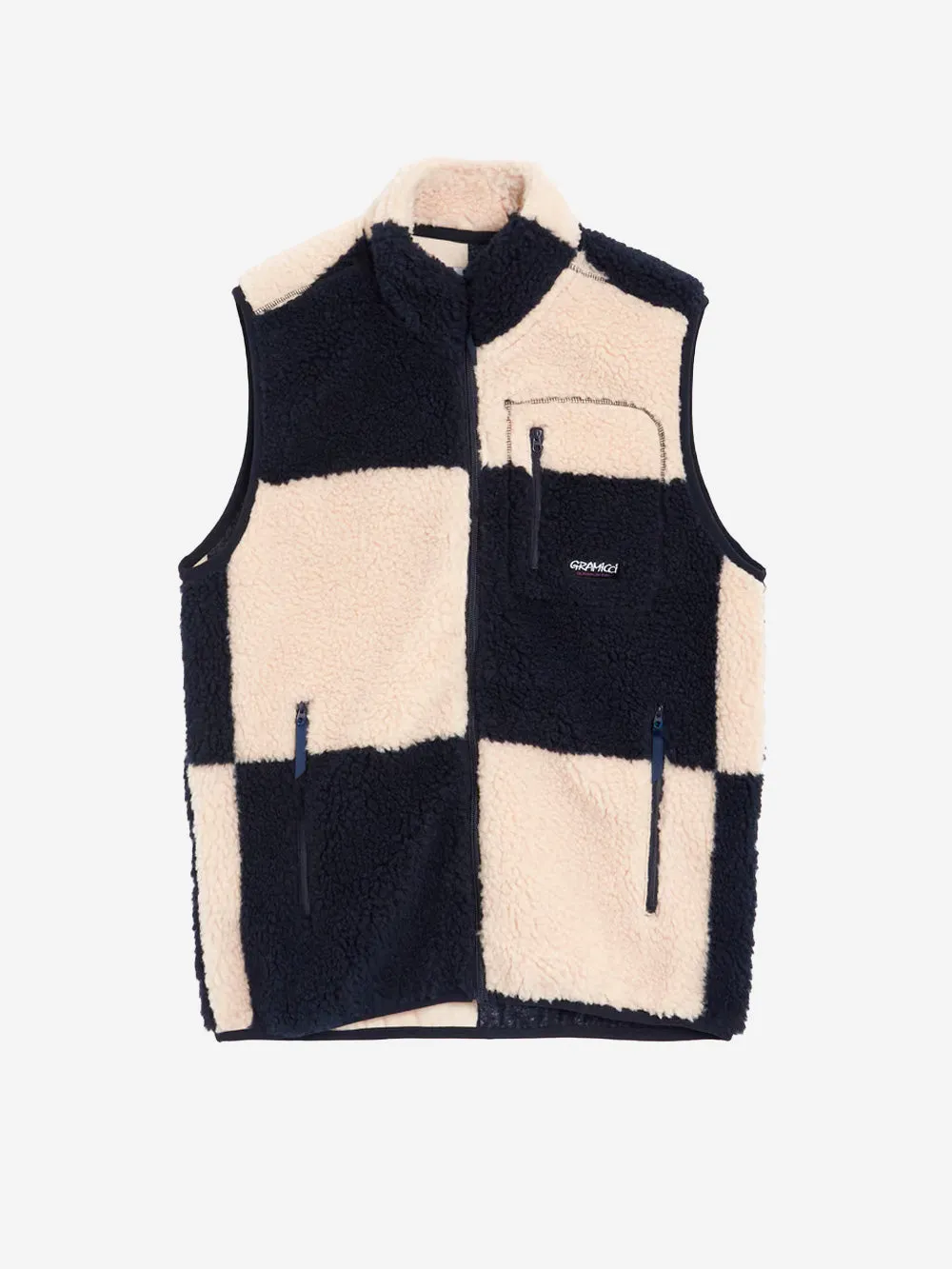 Gilet Checkered Sherpa navy