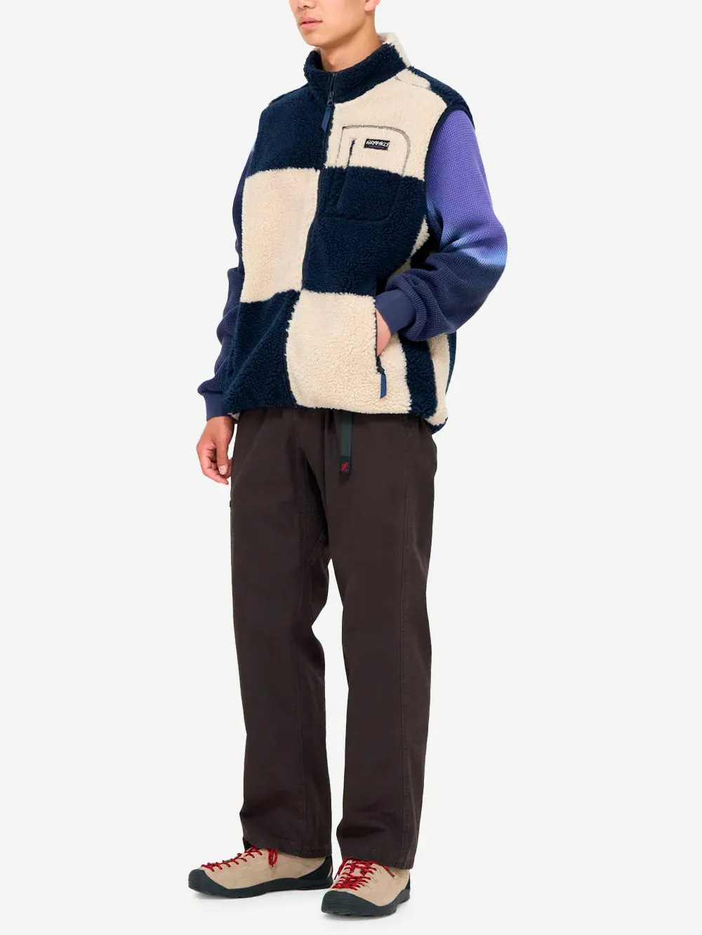 Gilet Checkered Sherpa navy