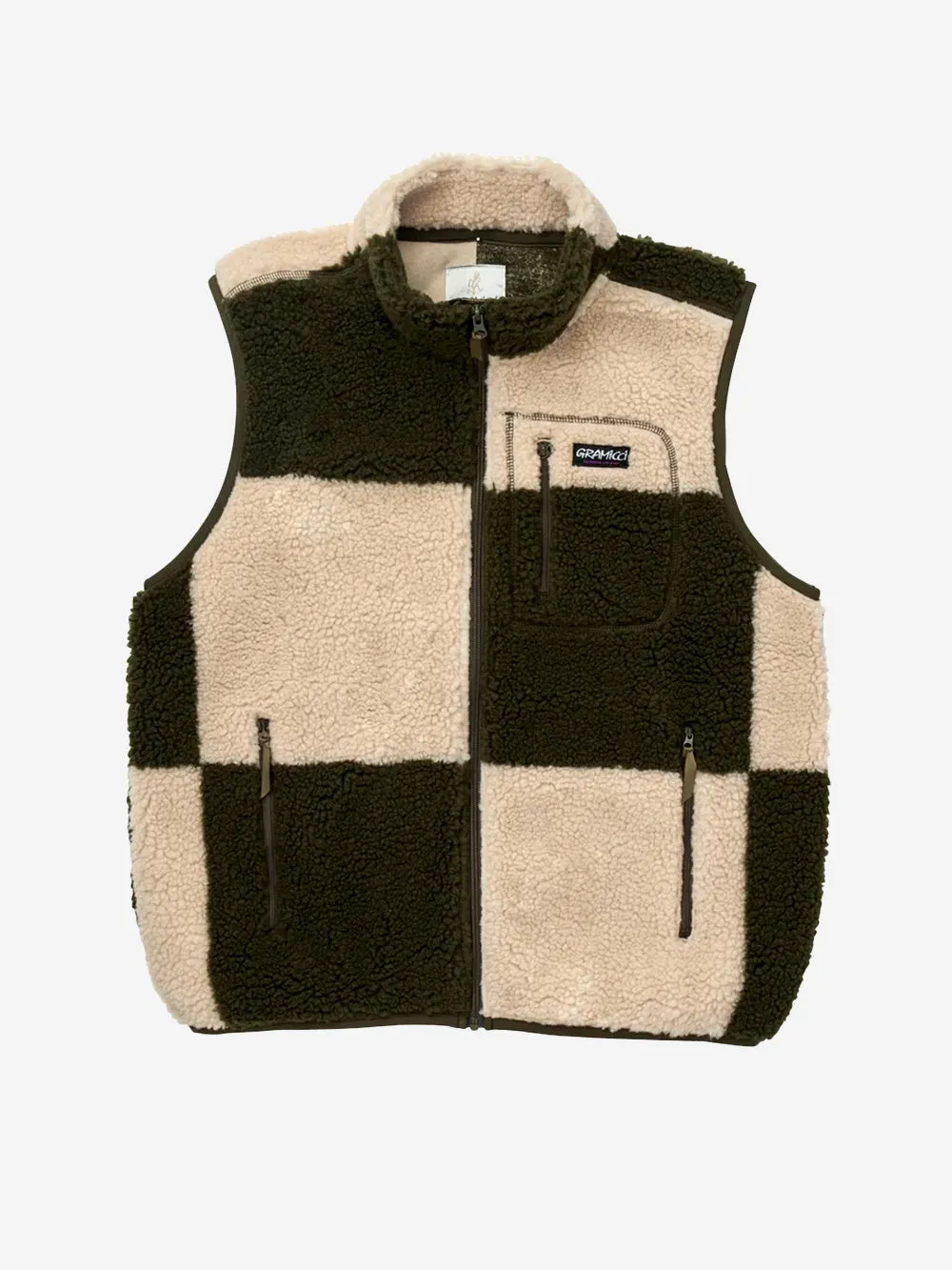 Gilet Checkered Sherpa oliva