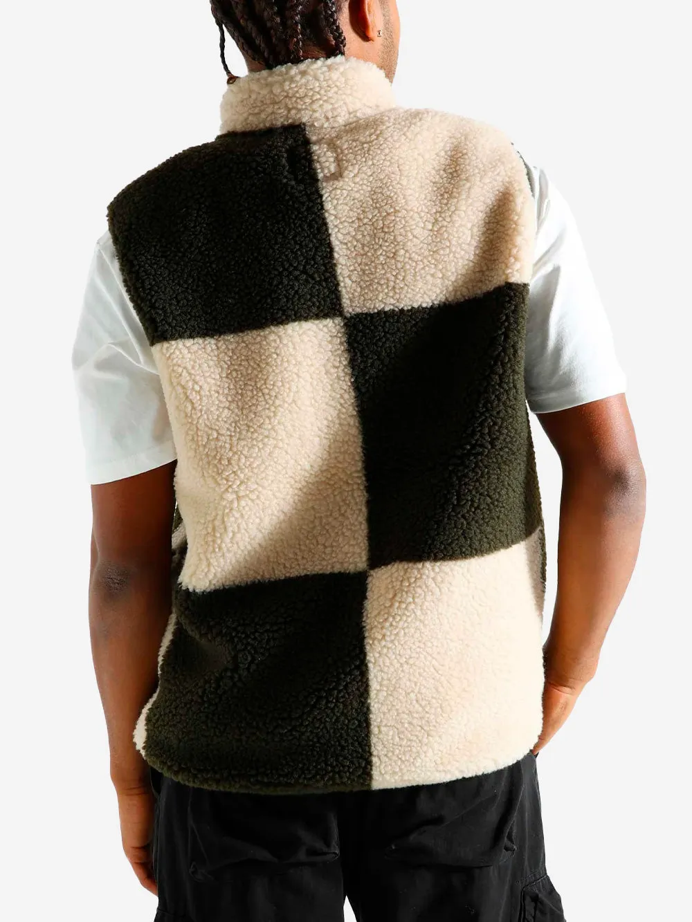 Gilet Checkered Sherpa oliva