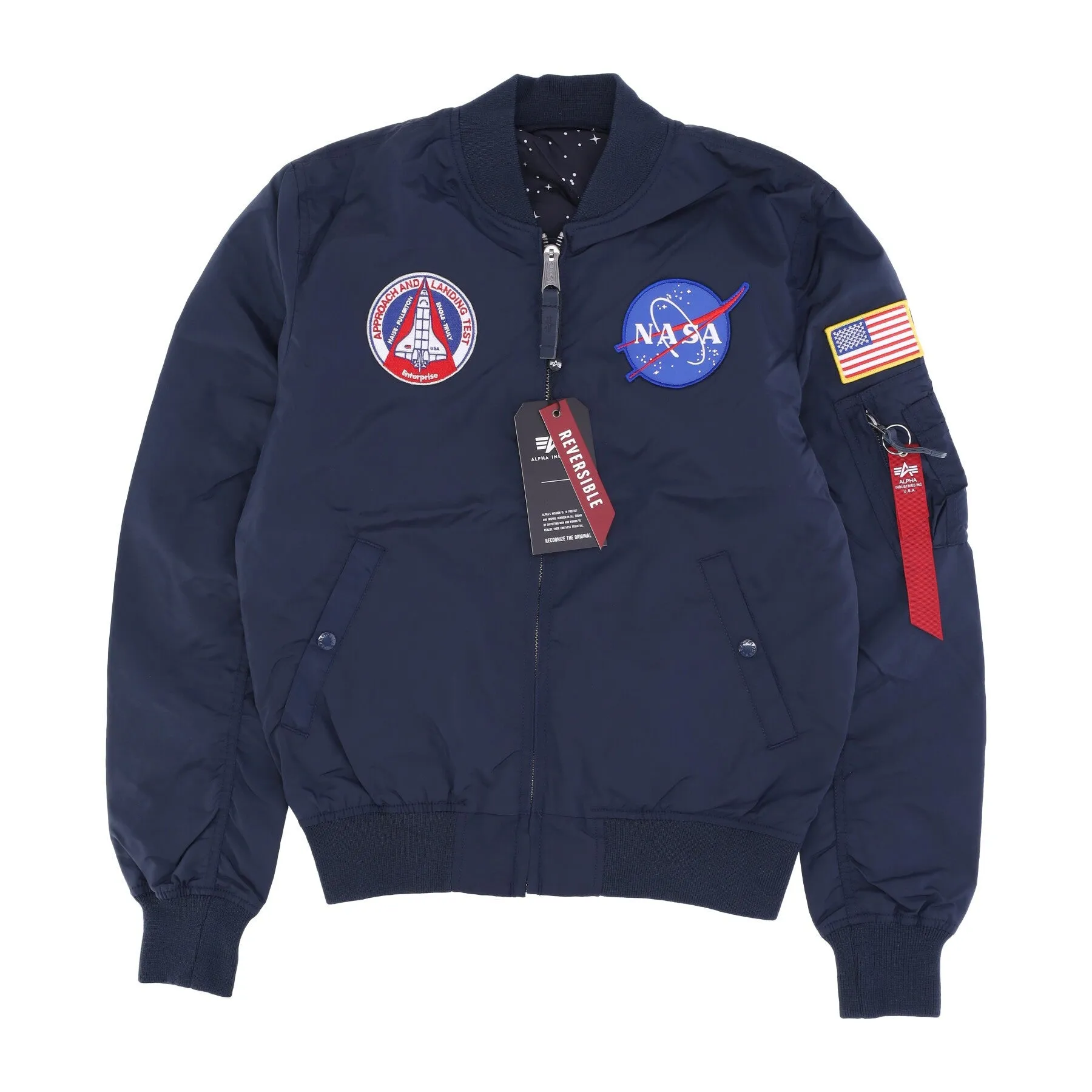 Giubbotto Bomber Uomo Ma-1 Tt Nasa Reversible Ii Jacket Rep. Blue