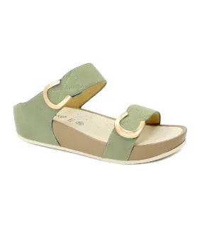 GRUNLAND DIRA CI2577 oliva verde scarpe ciabatte donna zeppa strappi