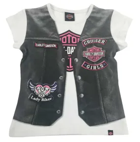 Harley-Davidson Maglietta a maniche corte con gilet da moto stampato da bambina 2/4 anni ref.1020627