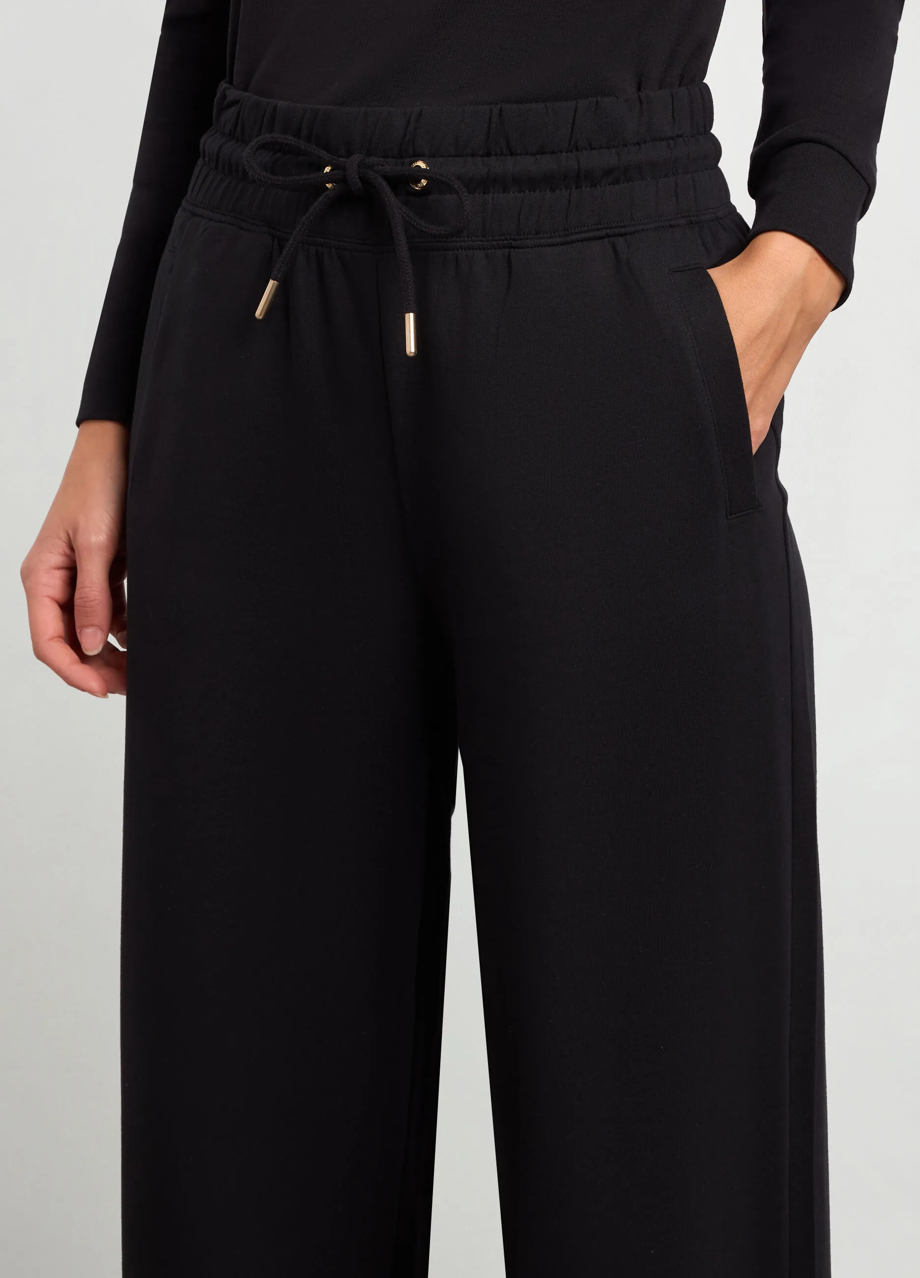 HOLISTIC  Joggers wide leg in felpa di cotone stretch donna