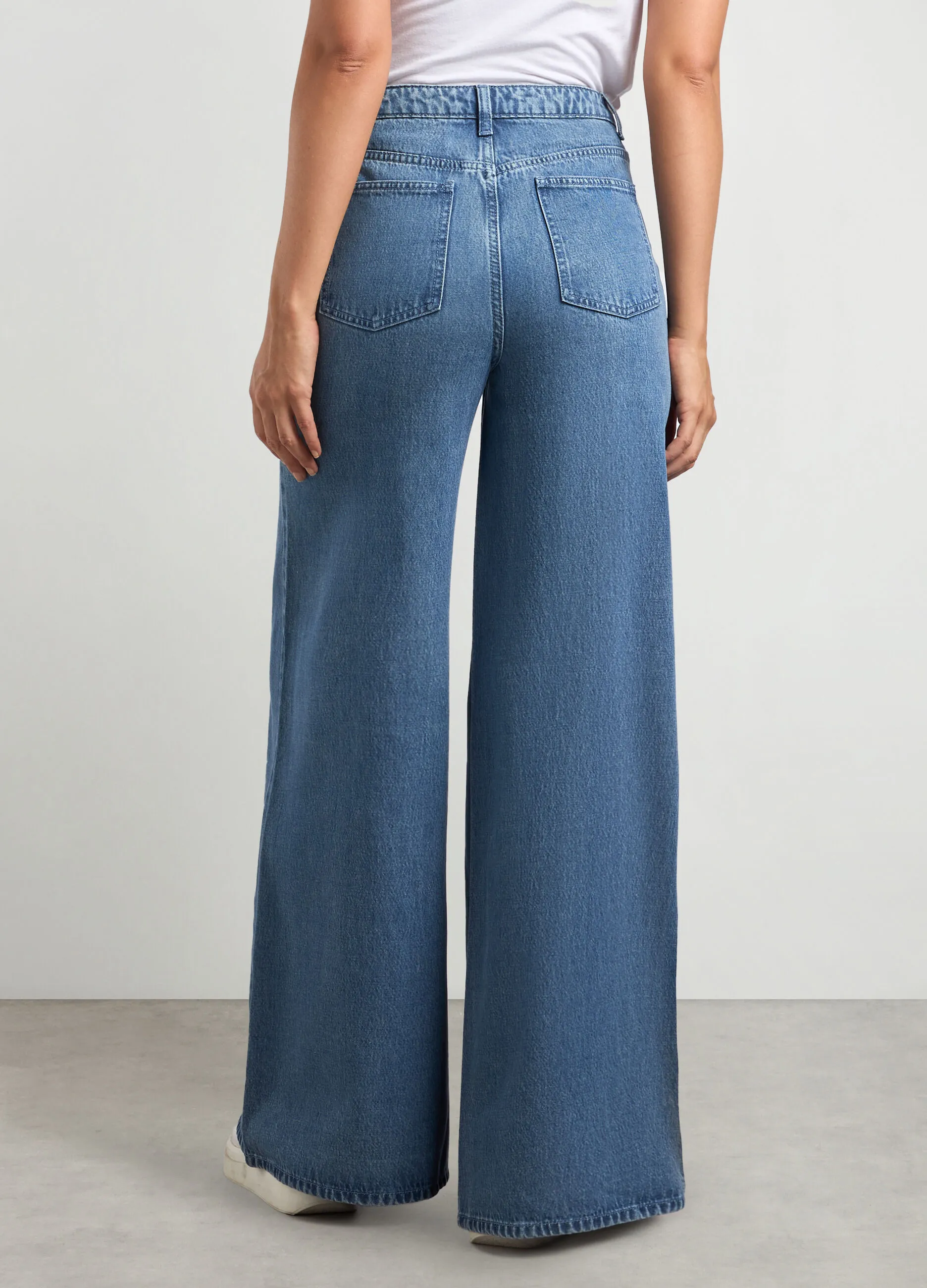 HOLISTIC  Pantaloni wide leg in denim di misto cotone donna