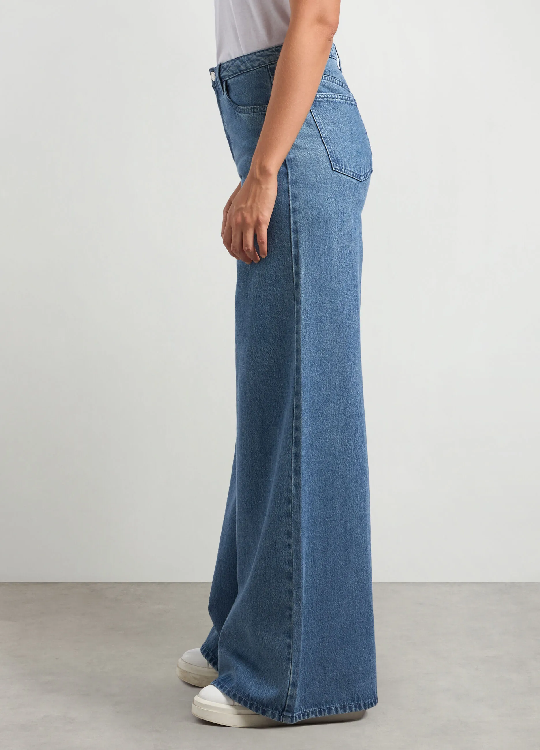 HOLISTIC  Pantaloni wide leg in denim di misto cotone donna