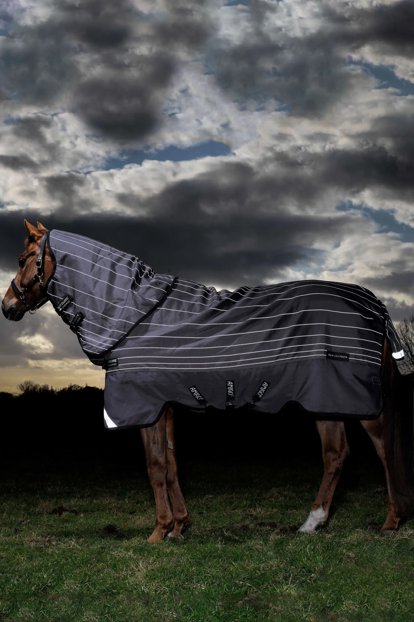 Horseware Amigo Bravo 12 Reflectech Plus Coperta Turnout con Collo Staccabile, 100g