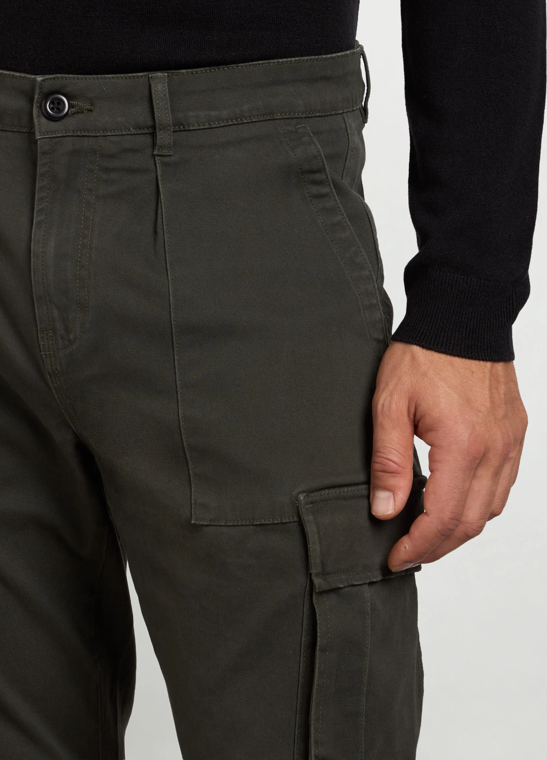 J. HART & BROS  Pantaloni cargo carrot fit in cotone stretch uomo