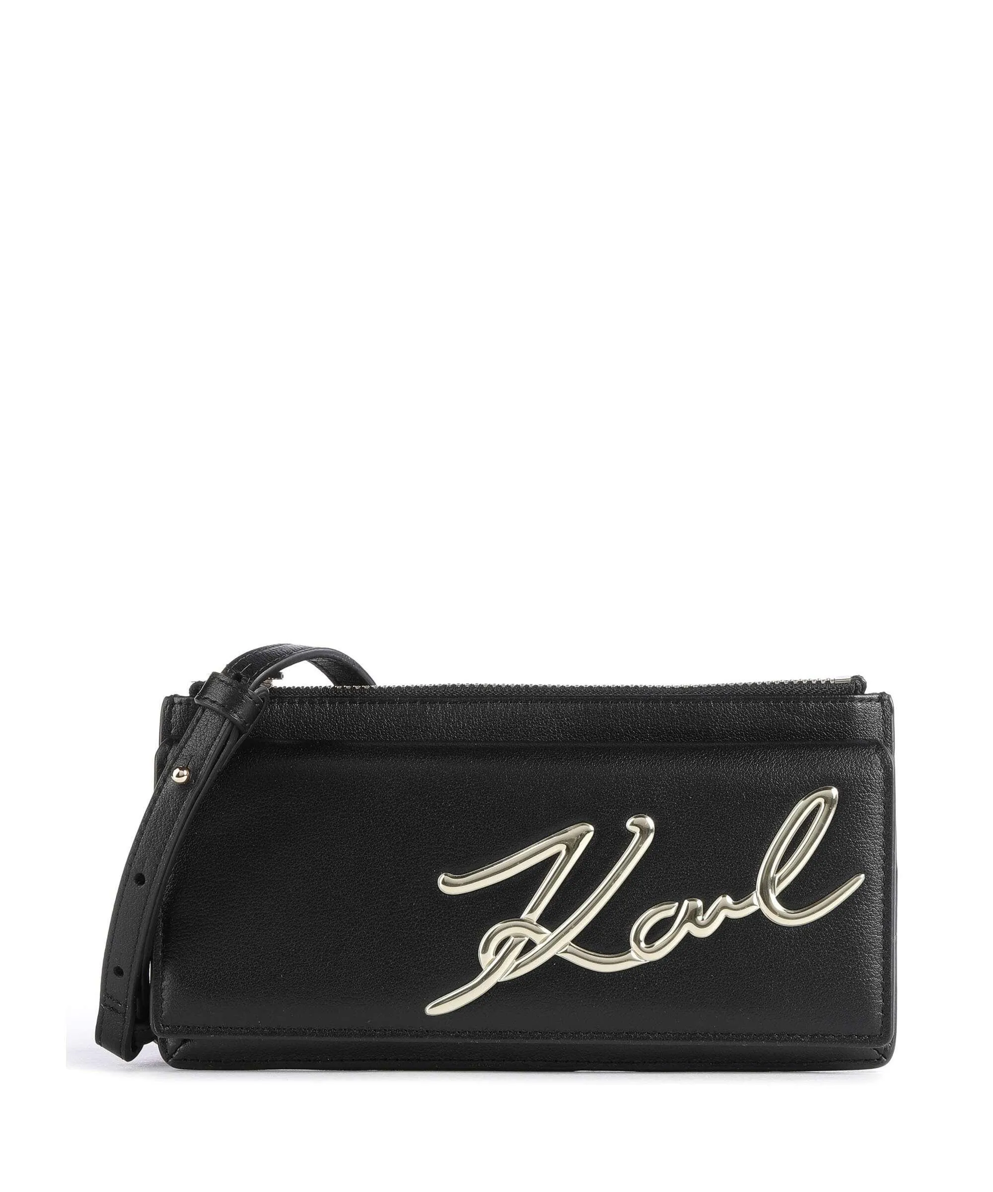  Karl Lagerfeld K/Signature 2.0 Borsa a tracolla pelle di vacchetta finemente grana nero  