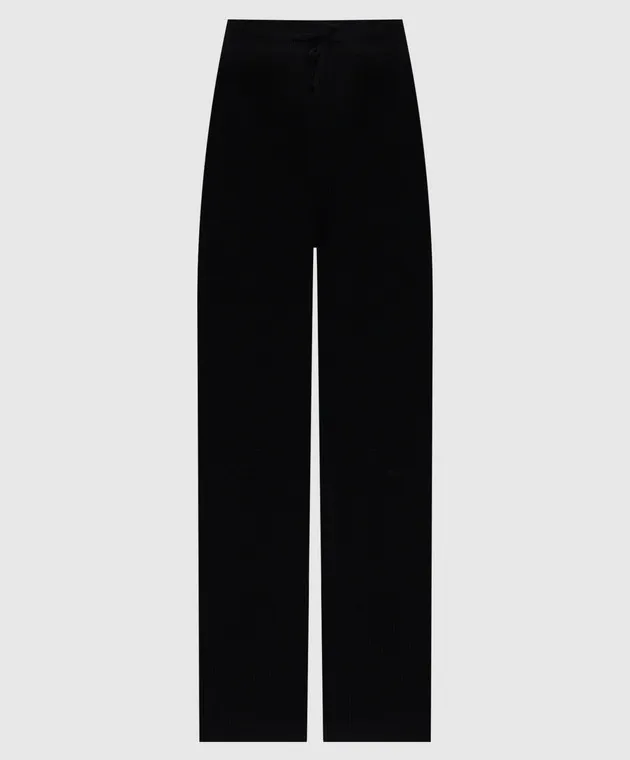 LISA YANG Pantaloni in cashmere a coste nero erica 202150