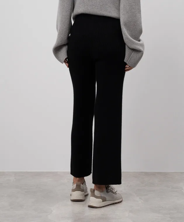 LISA YANG Pantaloni in cashmere a coste nero erica 202150